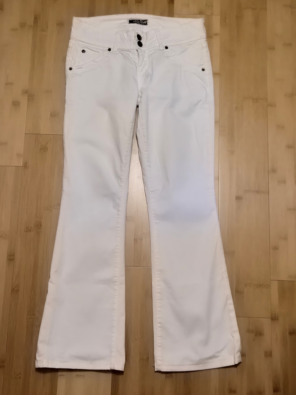 ​Hudson Signature Flap Pocket White Bootcut Jeans Double Button Size 26